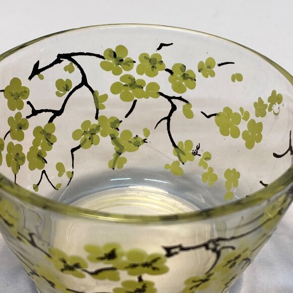 Vintage Floral Printed Glass Bowls Pink Yellow & Blue Flower Designs Set of 3 - Picture 10 of 11